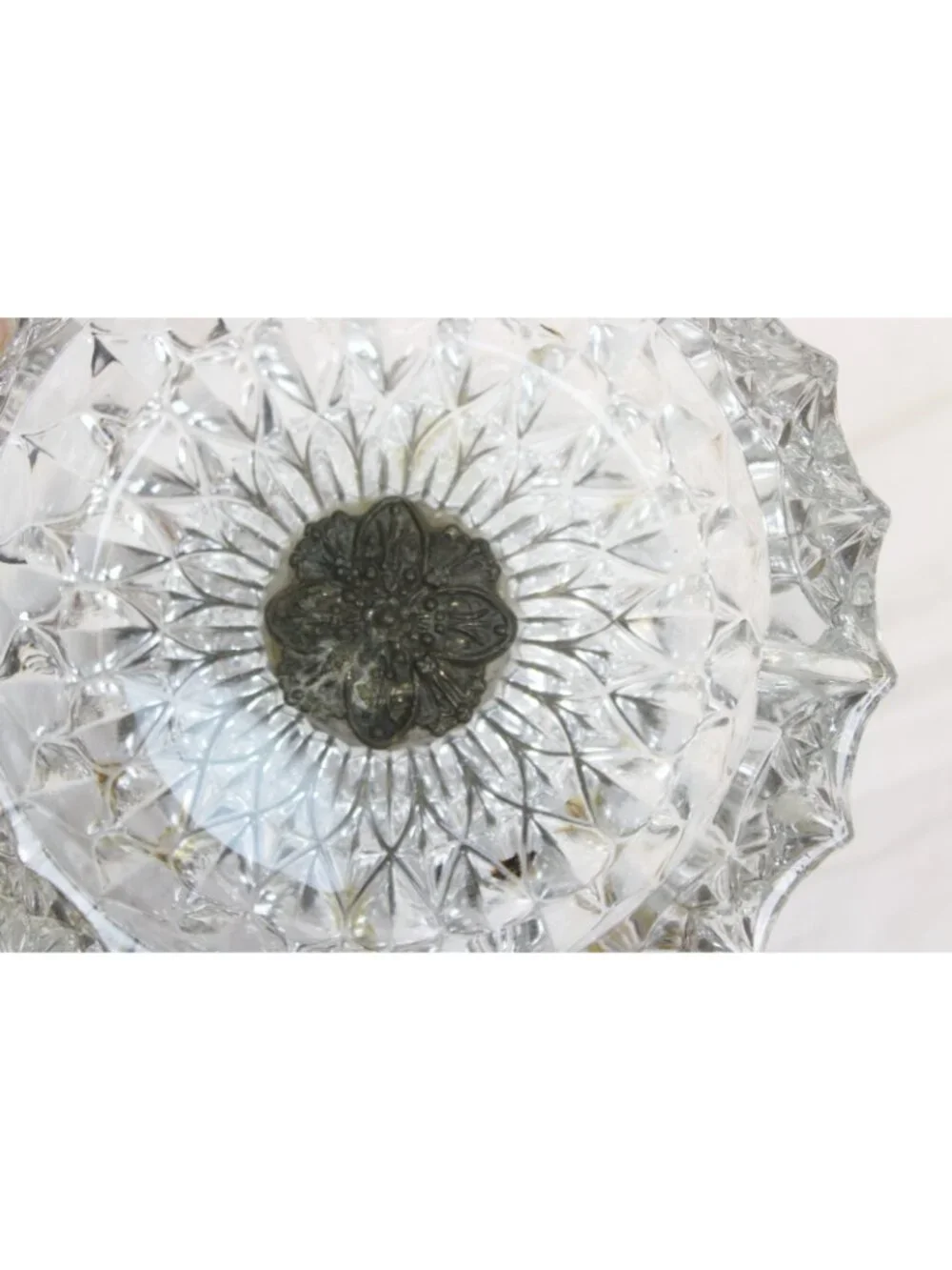 Vtg Hollywood Regency Footed Ash Tray Candy Nut Dish Compote Heavy Glass Metal